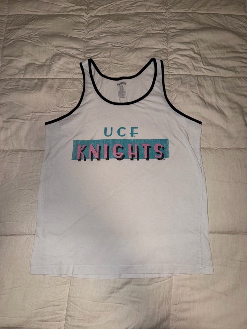 UCF Knights White Tank with Teal and Pink Graphic